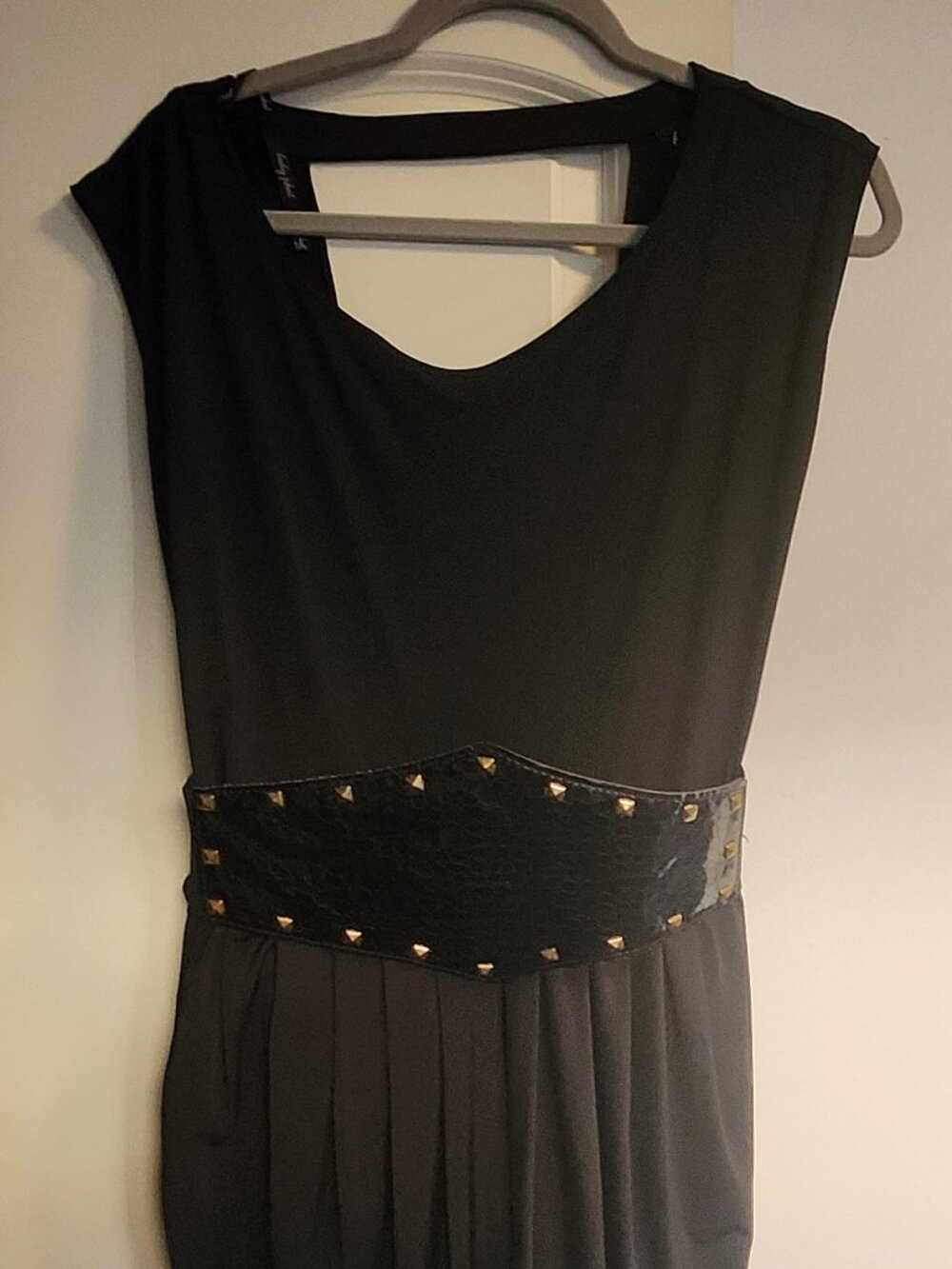 Black Fitted Baby Phat Dress with Belt Detail and Open Back, Size M (Light Wear)